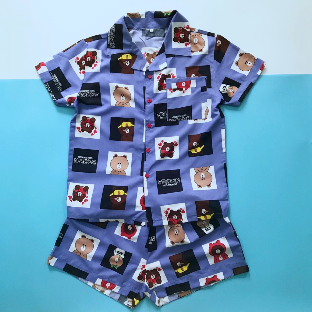 Pijama đùi nữ vải kate thái mịn đẹp không nhăn size 50-65kg nhiều mẫu