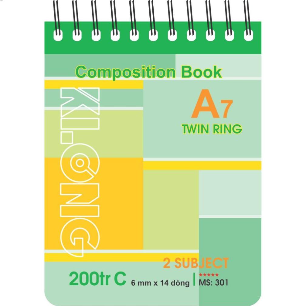 Sổ lò xo kép KLONG A7 200tr Bìa Nhựa KLONG; MS: 301 .