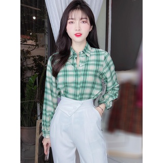 Áo sơ mi nữ tay dài lụa mango mềm mượt CHUU A8069