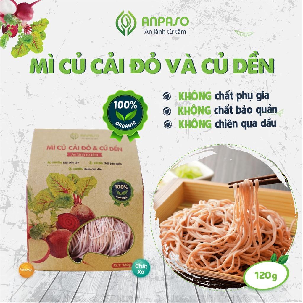 Mì Rau Eat Clean Củ Cải Đỏ và Củ Dền Hữu Cơ Organic Anpaso, Giảm Cân 120g