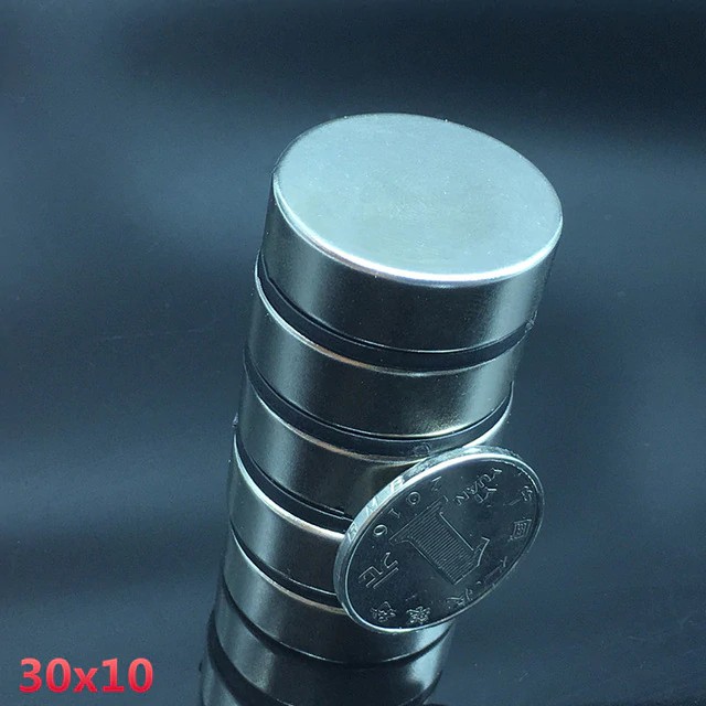 Nam châm viên trắng 30x10mm, loại nam châm đất hiếm lực hút mạnh