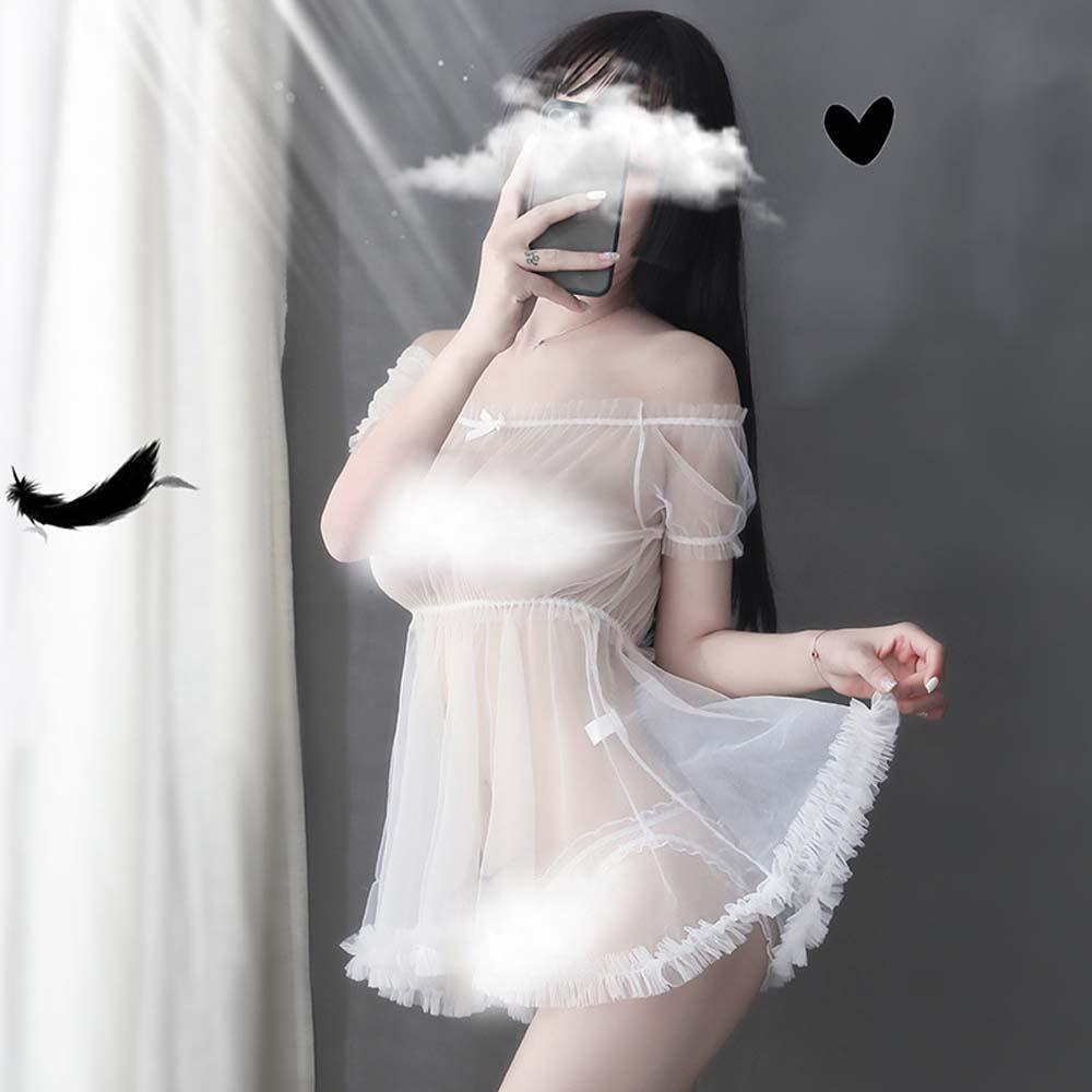 AROMA Đầm Ngủ Phối Ren Siêu Mỏng Thiết Kế Quyến Rũ Cho Nữ