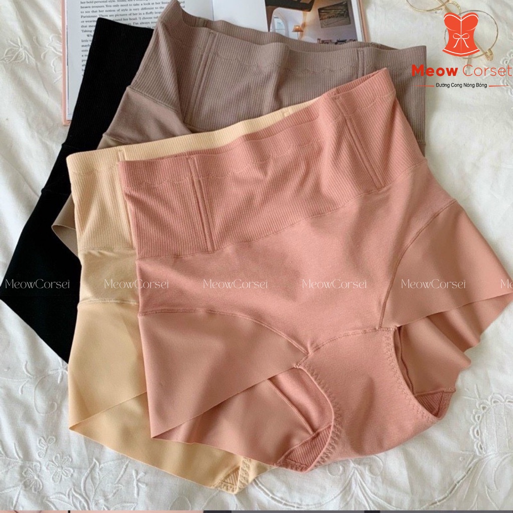 Quần lót nữ cạp cao gen bụng cotton có thanh chống cuộn