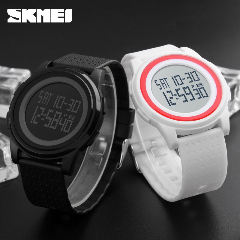 SKMEI 1206  Unisex Fashion LED Digital EL Light Waterproof Ultra-Thin Chronograph Alarm Watch