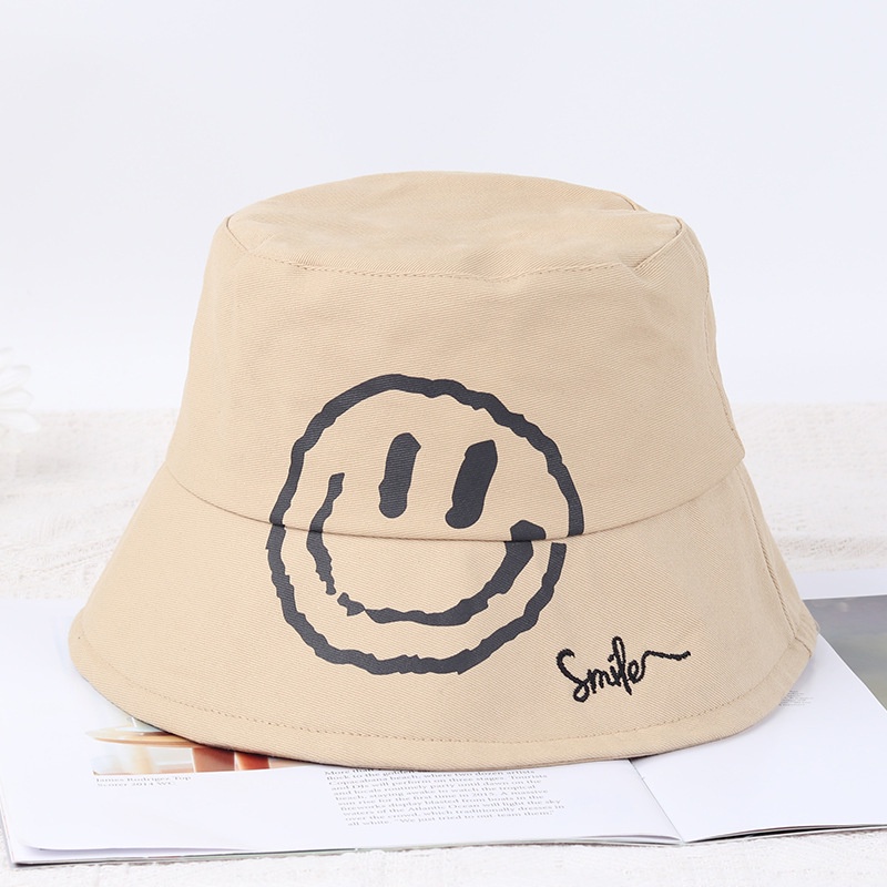 Nón xô LINJW thêu hình mặt cười thời trang