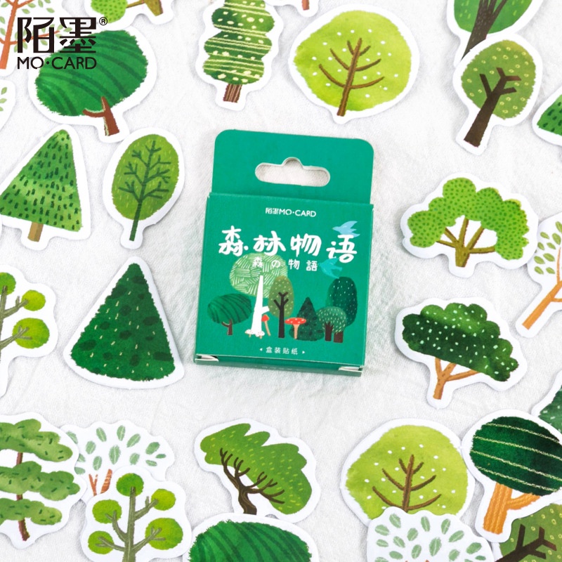 Hộp 46 Sticker Theme Forest Story - Hình Dán Cây Cối Trang Trí Sổ Bullet Journal