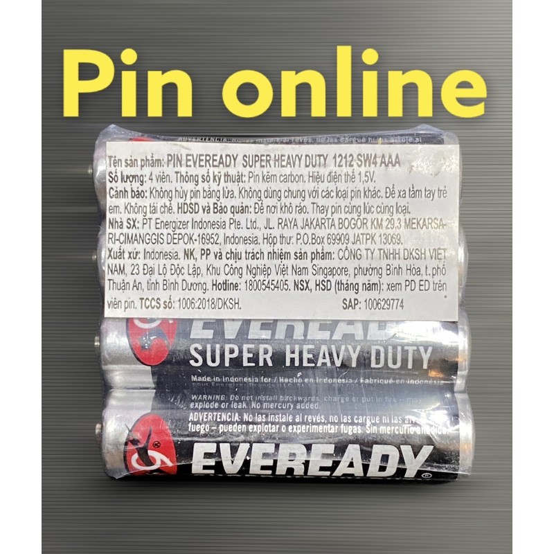 4 viên pin AAA Eveready Super Heavy Duty (Đen)