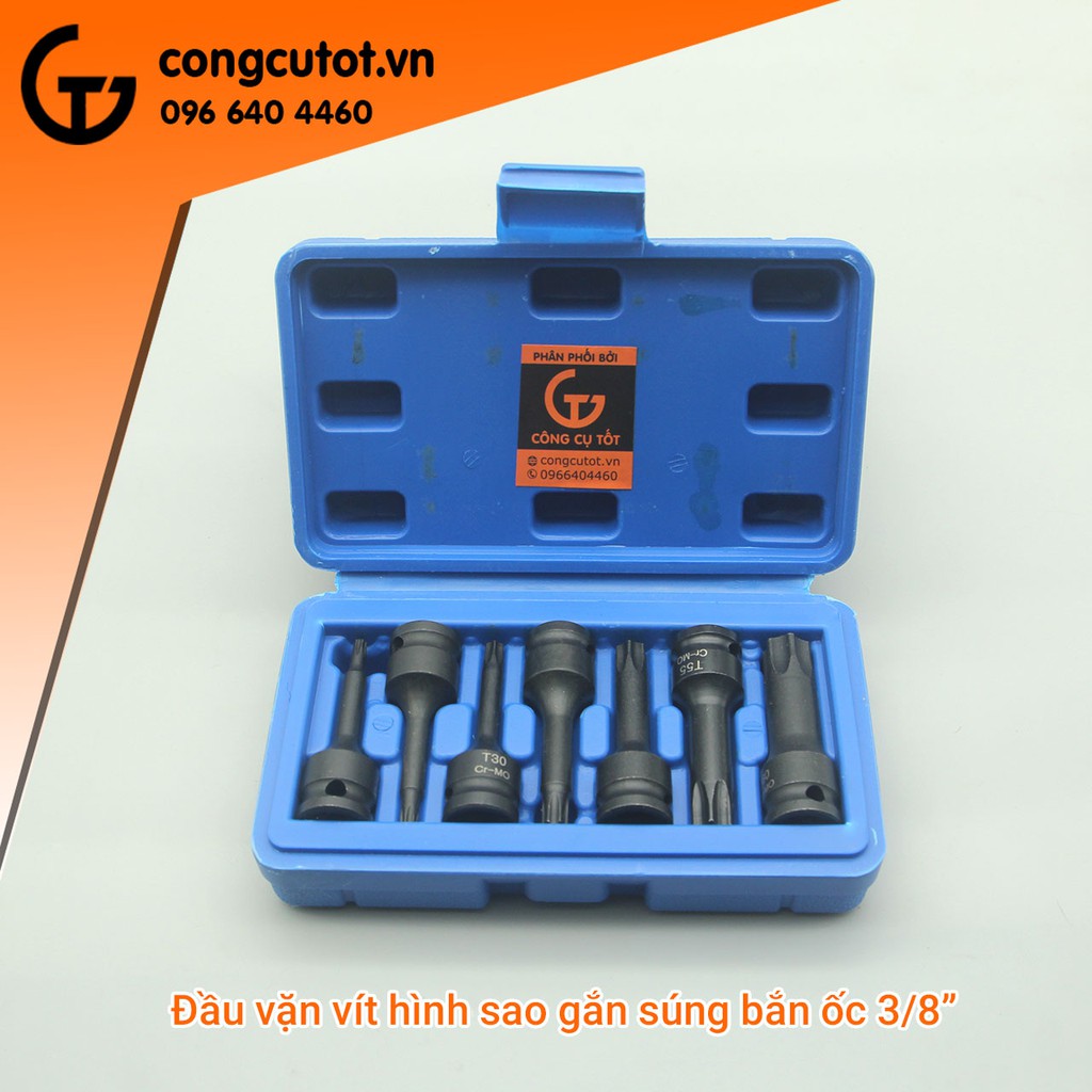 Đầu vặn vít hình sao gắn súng bắn ốc 3/8&quot; thép Cr-MO T20 - T60