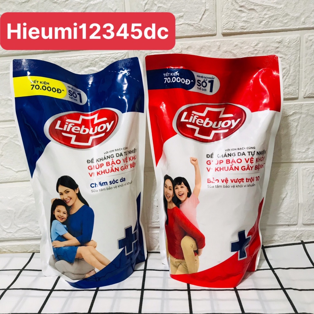 Sữa tắm Lifebuoy túi 850g dưỡng ẩm mềm mịn giúp bảo vệ khỏi 99.9% vi khuẩn và ngăn ngừa vi khuẩn lây lan trên da