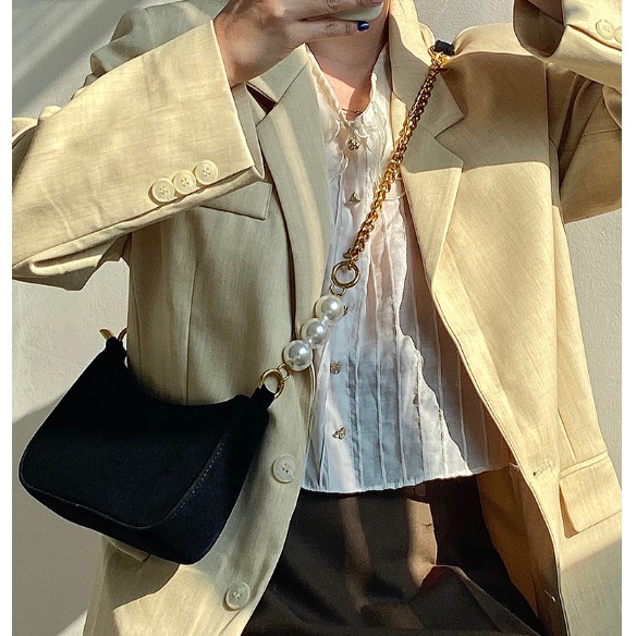 Túi kẹp nách da lộn phối dây xích cực sang S042 | BigBuy360 - bigbuy360.vn