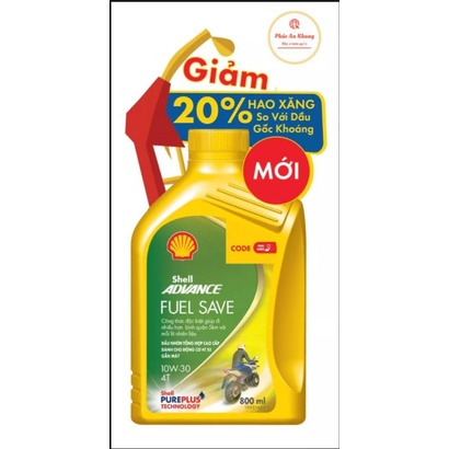 Dầu nhớt 4T Shell Advance Tiết kiệm xăng 10W30 SN 1L