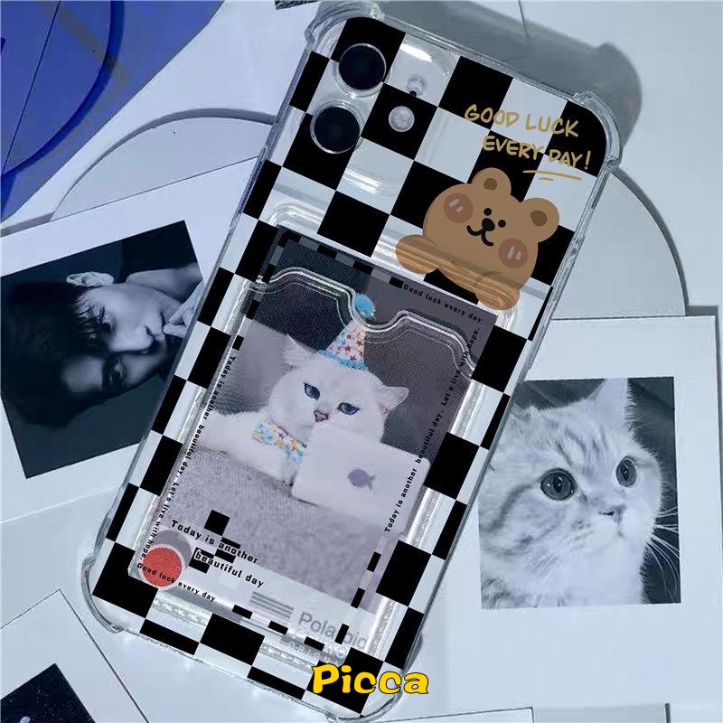 Ốp Điện Thoại Hình Gấu Hoạt Hình Có Ngăn Đựng Thẻ Cho IPhone 7Plus 8Plus 11 13 12 Pro Max XR 7 8 Plus X XS Max 6 6s Plus SE 2020