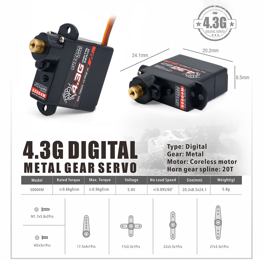 Động Cơ Servo 2g 3.7g 4.3g 6g 8g Micro Mini Cho Máy Bay Điều Khiển Từ Xa 1/24 RC