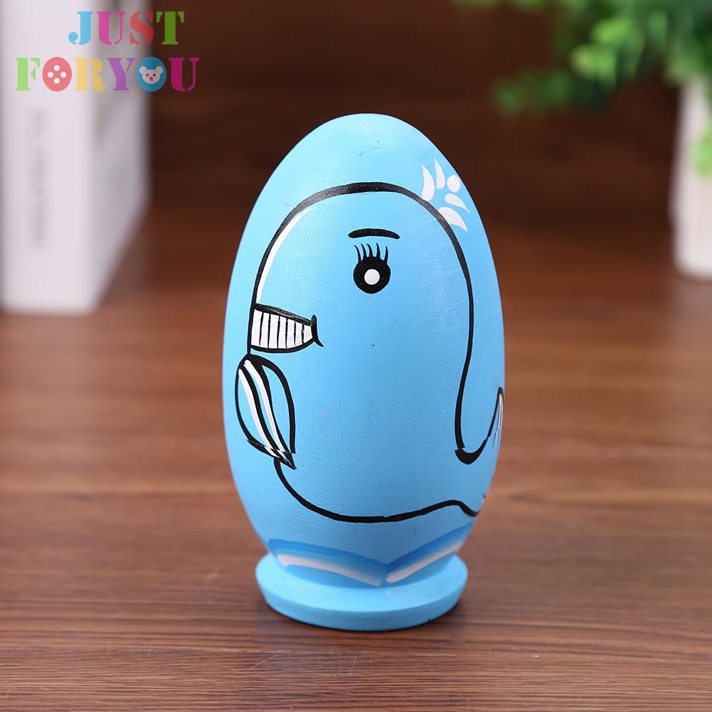 Đồ Chơi Búp Bê Nga Matryoshka Bằng Gỗ 5 Lớp Vẽ Tay Hình Cá Voi Xanh Kiểu Dân Tộc