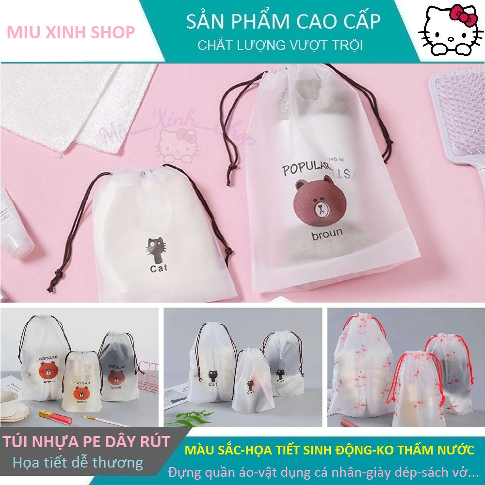 Túi lụa dây rút hoạ tiết dễ thương đựng son phấn❤quần áo❤vật dụng cá nhân, giấy in nhiệt peripage A6❤paperang❤poooli L1