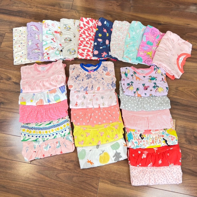 Bộ dài tay bèo gấu cotton borip bé gái (Sz 10-22kg)