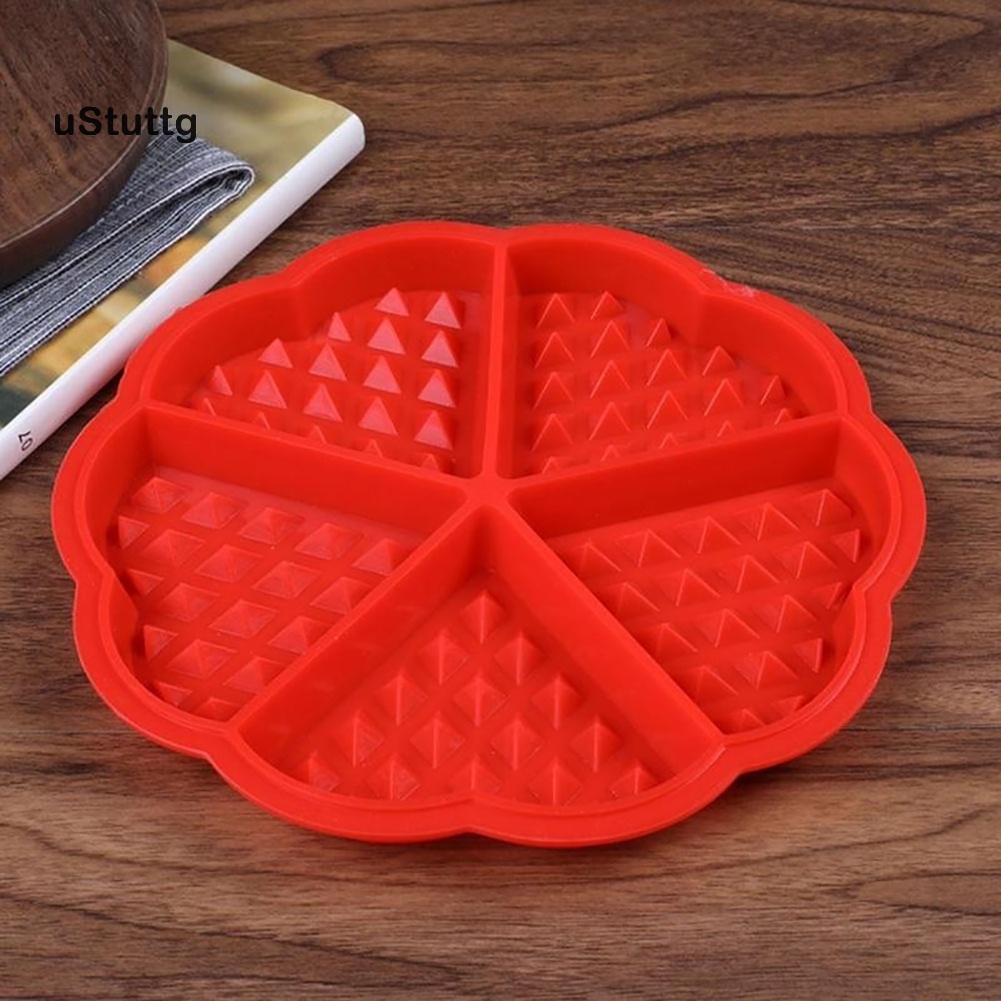 Khuôn Silicone Tạo Hình Làm Bánh Waffle / Bánh Quế Hình Tròn / Trái Tim