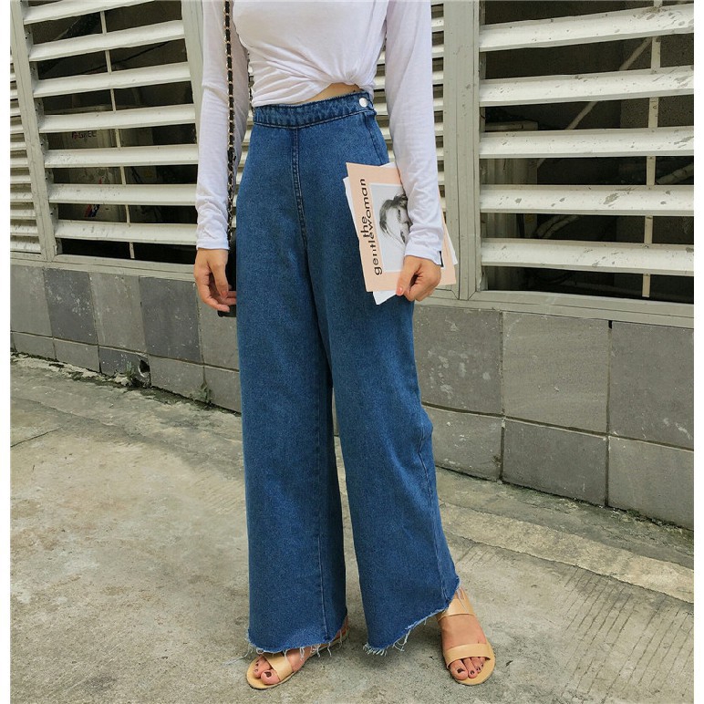 Quần jeans nữ ống rộng lưng cao | BigBuy360 - bigbuy360.vn
