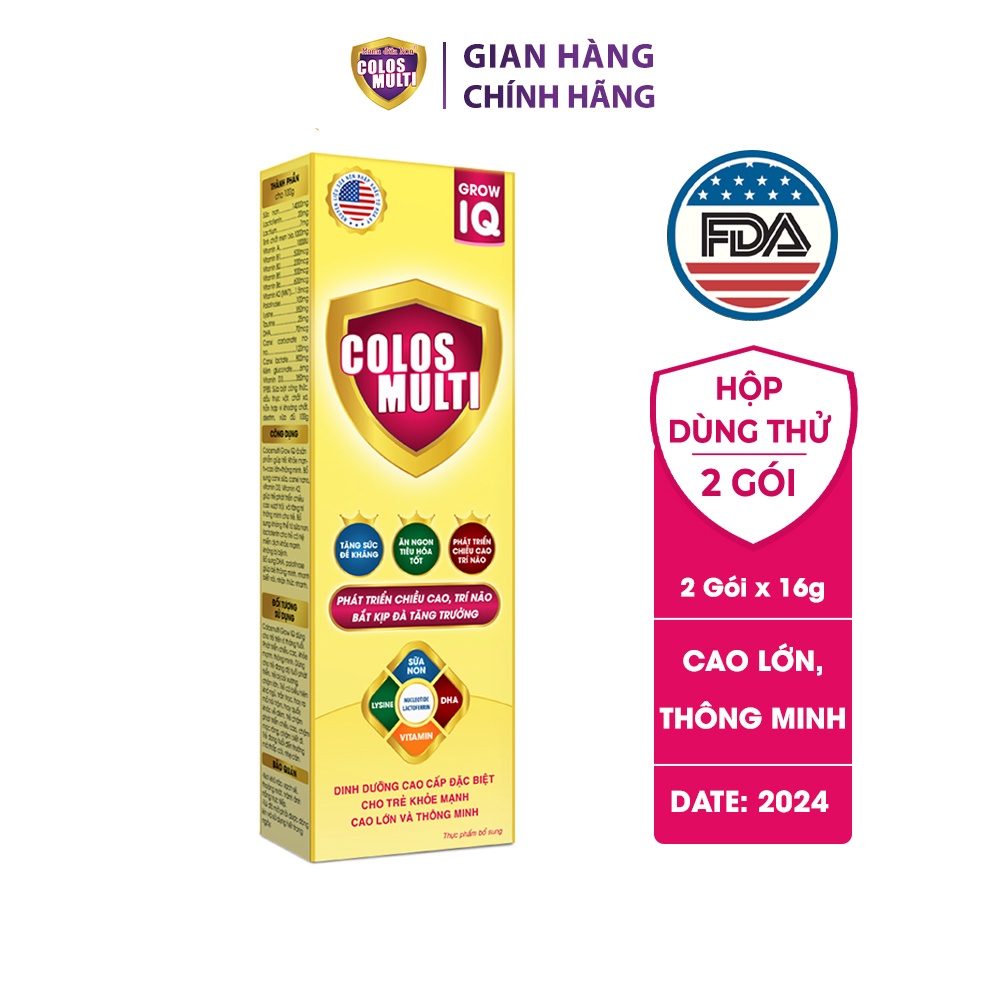 Sữa non Colosmulti IQ hộp 2 gói x 16g phát triển chiều cao và trí thông minh cho trẻ - MẪU THỬ