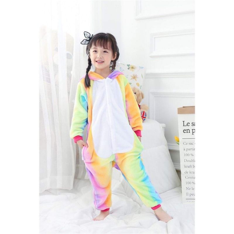 Bộ đồ kì lân unicorn cầu vồng 7 màu cho bé và người lớn