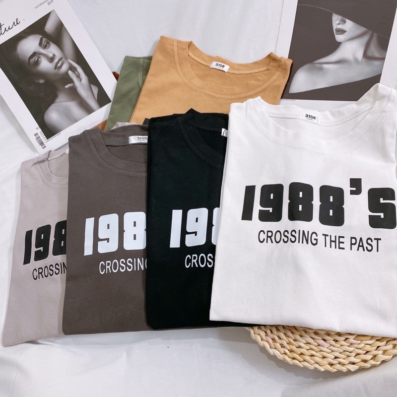 Áo phông 3158, áo thun studio1996 form rộng chất cotton in hình 1988