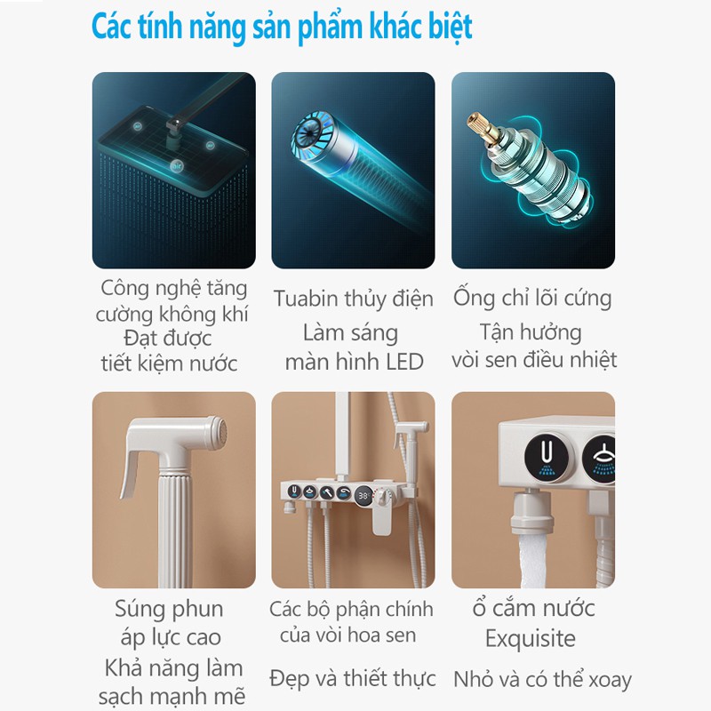 Bộ sen cây tắm đứng nóng lạnh (1 đổi 1 trong vòng 7 ngày) Bộ vòi sen tắm nóng lạnh cao cấp dễ dàng lắp đặt