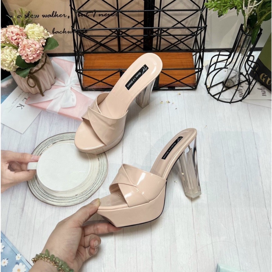 Cao Gót Nữ 12 Phân Quai Xếp Ly Da Mềm - Đế Trong Đúp Kép Cao Cấp T243 T244