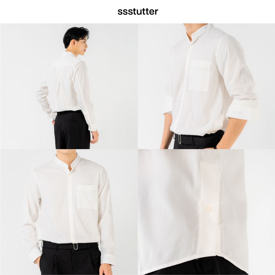 Áo sơ mi dáng suông SSSTUTTER thiết kế nổi bật viền túi vải cotton thoáng mát Premium Line Shirt | BigBuy360 - bigbuy360.vn