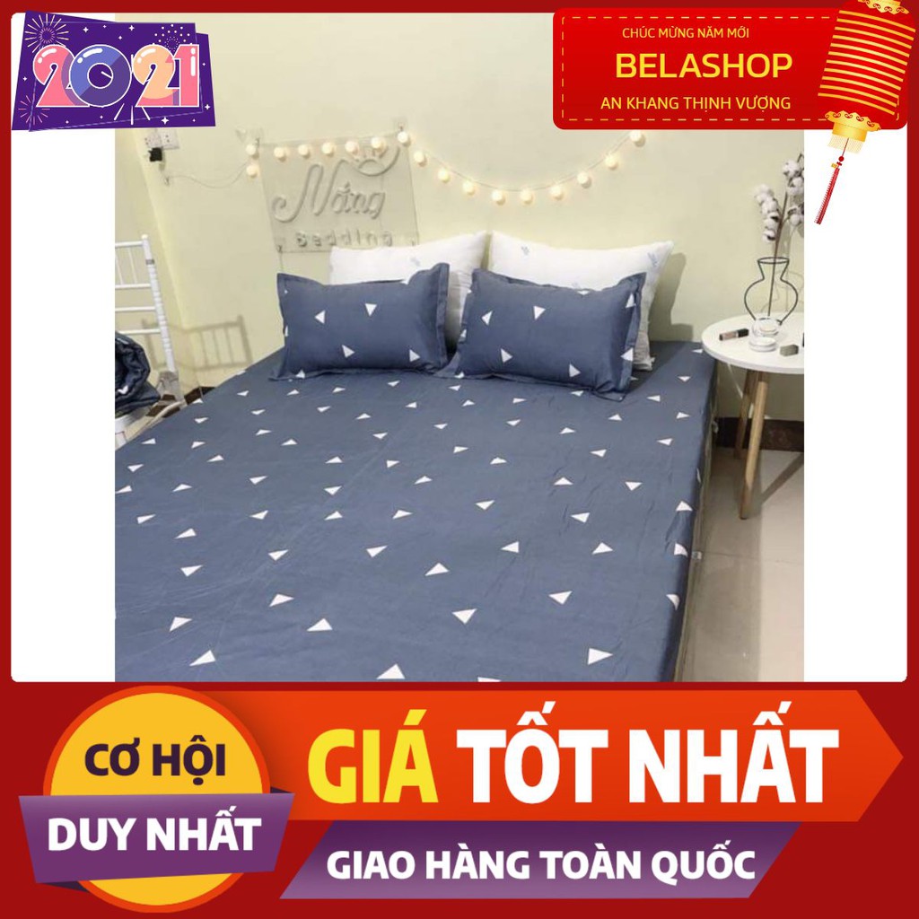 [Free ship-Xả kho cắt lỗ]Bộ ga gối cotton poly,gồm 1ga 2 vỏ gối,rẻ nhất tp hcm,chát chọn mẫu-tam giác ghi