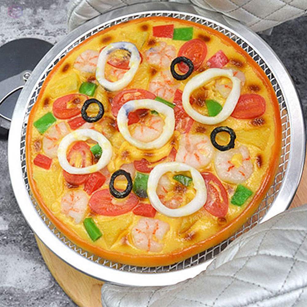 Khay Nướng Bánh Pizza Hình Tròn Bằng Hợp Kim Nhôm Chống Dính Chịu Nhiệt Kèm Lỗ Tiện Dụng