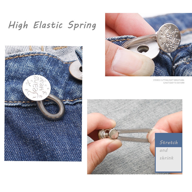 Phụ kiện nút silicone We Flower hỗ trợ nới rộng lưng quần jean co giãn có thể điều chỉnh cho nam nữ