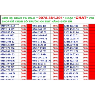 Sim số đẹp viettel đồng giá 300k
