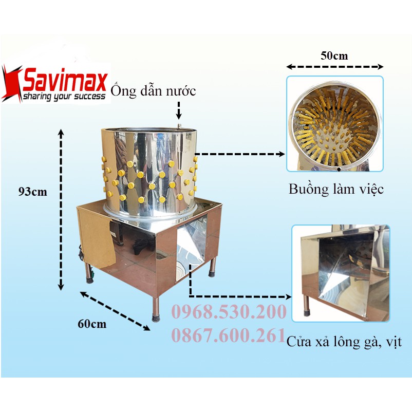 Nơi bán máy vặt lông gà, máy quay lông vịt phi 50 chất liệu inox - VL50 giá cực rẻ