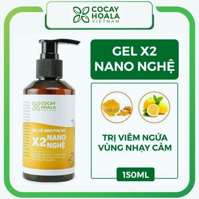 Vệ sinh vùng kín phụ nữ X2 nano nghệ làm hồng, se khít, giảm nấm ngứa và mùi hôi. Dung dịch phụ khoa Cỏ Cây Hoa Lá 150ml