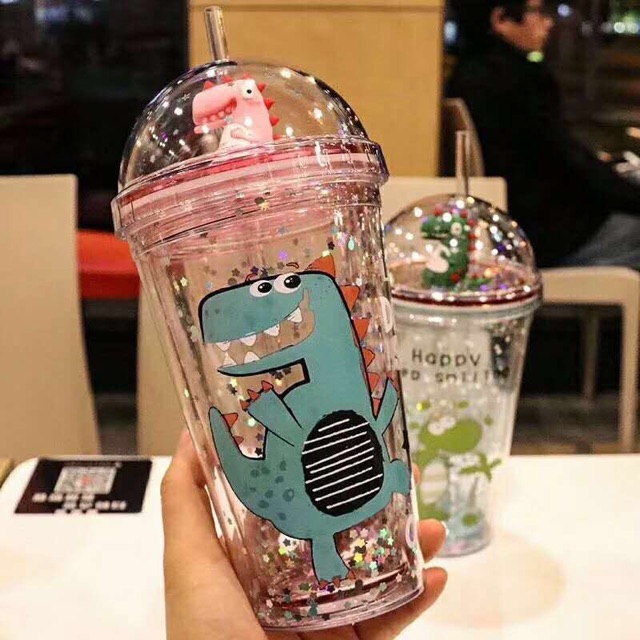 Ly giữ nhiệt kèm ống hút, cốc nước cute