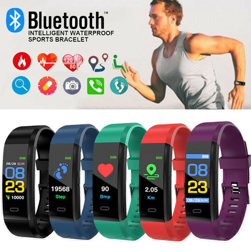 Đ/hồ bluetooth smart đo nhịp tim/huyết áp/kiểm tra sức khỏe tương thích với Samsung/táo