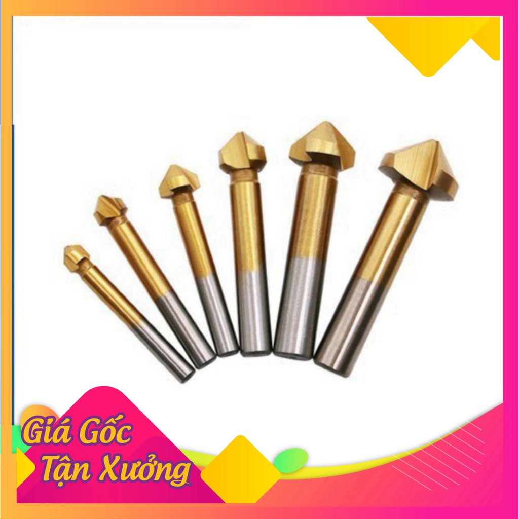 Xả hàng Bộ 6 mũi doa lỗ khoan nhôm gỗ phủ Titanium