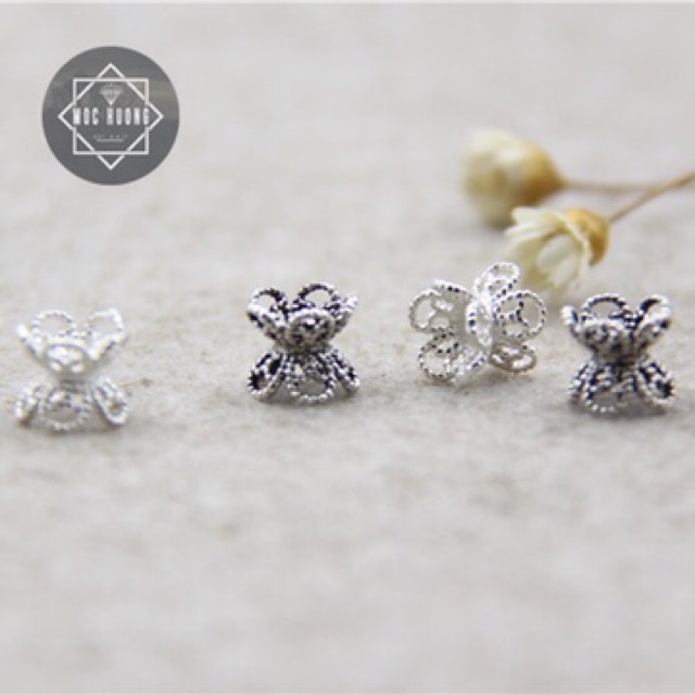 [GIÁ BUÔN] Charm bạc ốp đôi, bọc hạt đá - Hàng bạc loại 1 siêu đẹp PH119