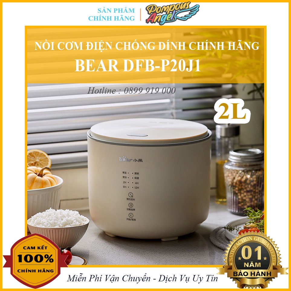 Nồi cơm điện tử chống dính BEAR DFB-P20J1 dung tích 2L  màu trắng,bh 12 tháng