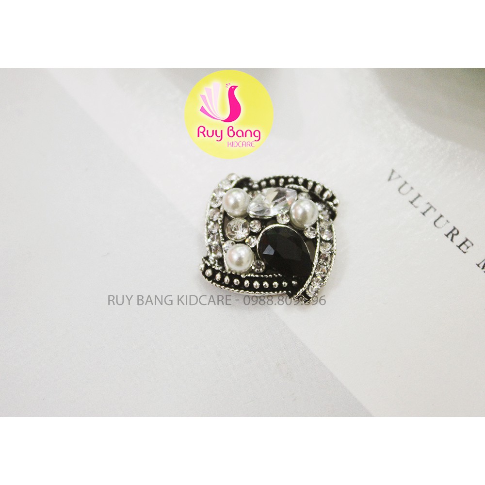 Khoen đá tròn, vuông, Center đá đính hoa vải handmade