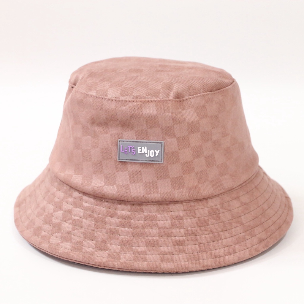 Mũ bucket ❤️ Nón tai bèo vành cụp phối tem cao su Let'enjoy chất nhung caro Ulzzang Thời trang AROMA siêu hot