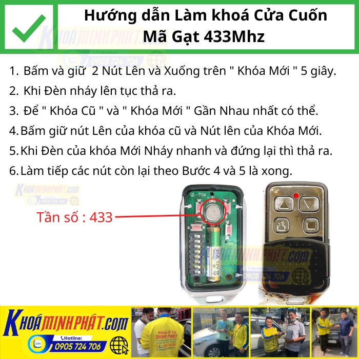 Chìa khóa Remote Cửa cuốn Tec 433