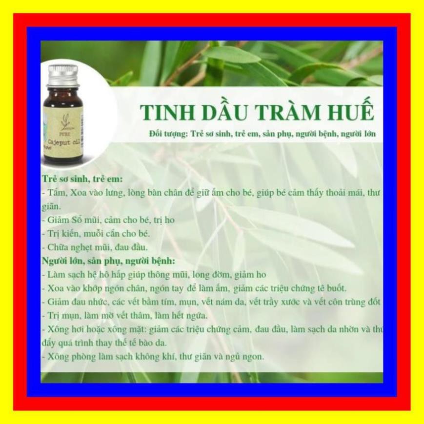 30ml- Tinh Dầu Vỏ Bưởi, Sả Chanh, Thanh Trà, Tràm, Tràm Năm Gân, Thiên Niên Kiện- Tinh Dầu Làng Hạ - Huế- Liên Minh Xanh