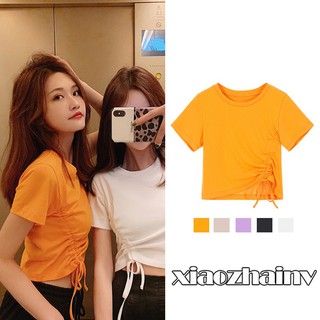 Sale 70% Áo thun tay ngắn eo phối dây rút thời trang và sành điệu cho nữ,S Giá gốc 120,000 đ - 6F3