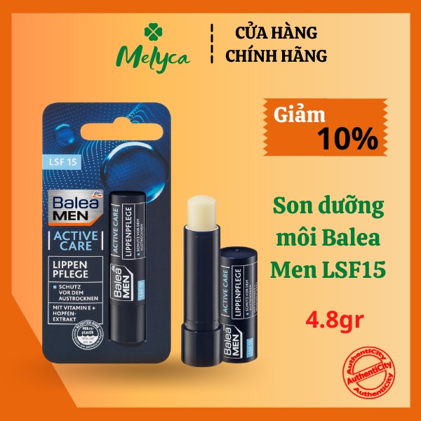 Son dưỡng môi Balea Men Active Care Pflege 4.8gr dành cho nam giới, chống nắng LSF 15 - Shop Melyca