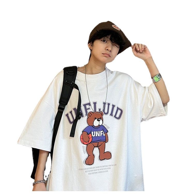 Áo Thun Tay Ngắn Dáng Rộng In Họa Tiết Hoạt Hình Phong Cách Hip Hop Hàn Quốc Thời Trang Cho Nam