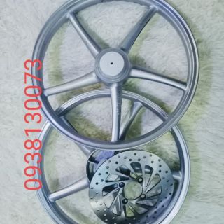 Bánh mâm bản nhỏ gắn ex 150 màu bạc kèm theo đĩa trước ae vui lòng liên hệ qua số đt in trên sản phẩm