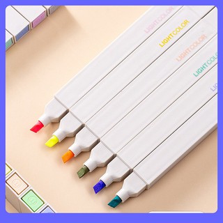 Bút huỳnh quang nhiều màu 2 đầu, set 6 bút note nhớ dòng đáng yêu giá rẻ cho học sinh