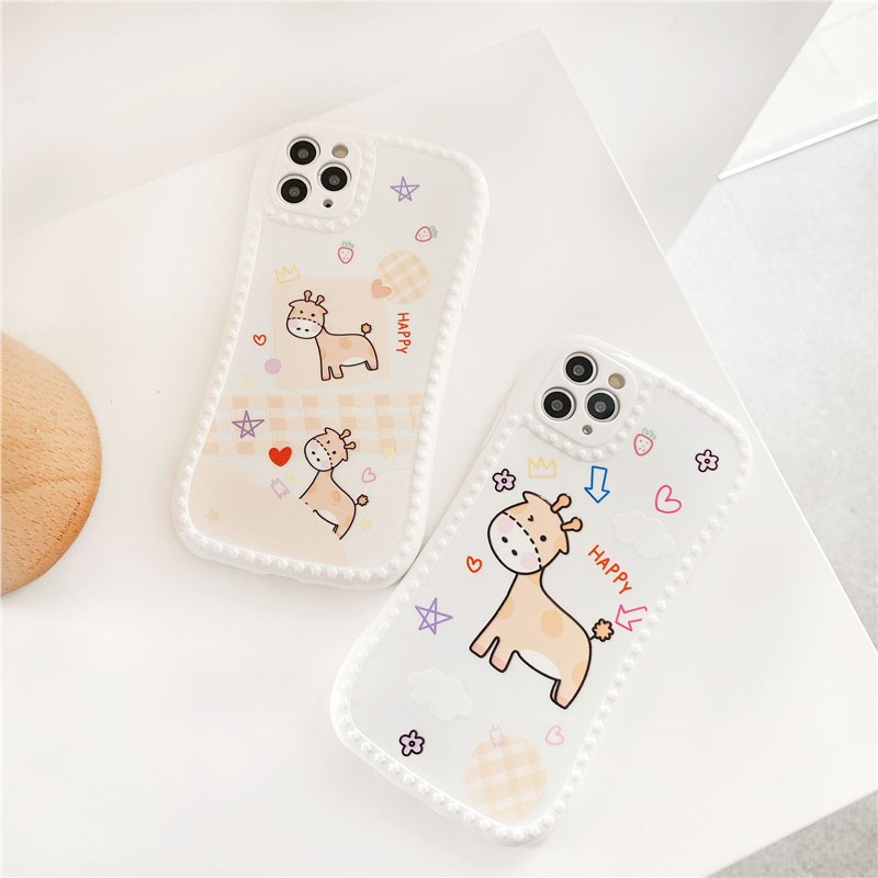 Ốp lưng iphone Hươu Happy viền nổi 3D cong  5/5s/6/6plus/6s/6splus/7/7plus/8/8plus/x/xr/xs/11/12/pro/max/plus/promax | BigBuy360 - bigbuy360.vn