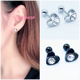 khuyên tai titan trái tim đính kim nam nữ - khuyên tai thép y tế siêu bền không dị ứng không gỉ UNISEX BTS